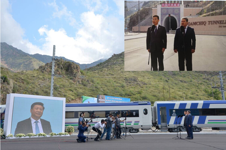 中铁隧道局党委书记、董事长于保林向习近平主席汇报通车情况